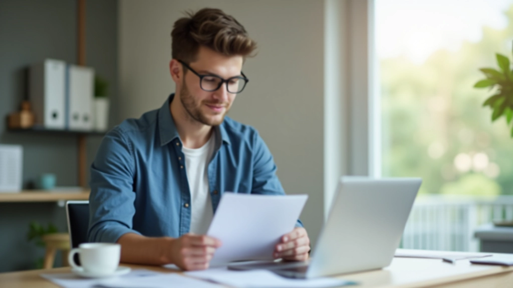 Junge Erwachsene mit Laptop und Finanzunterlagen